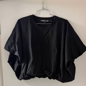 GREY LAB Black Puff-Sleeve Cropped Tee